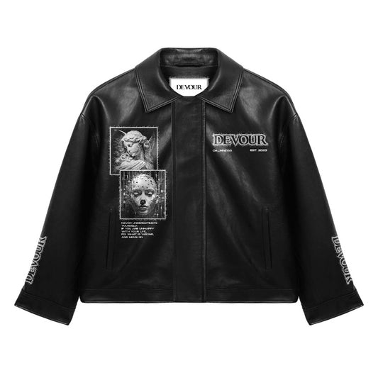 Leather Boxy Fit Jacket